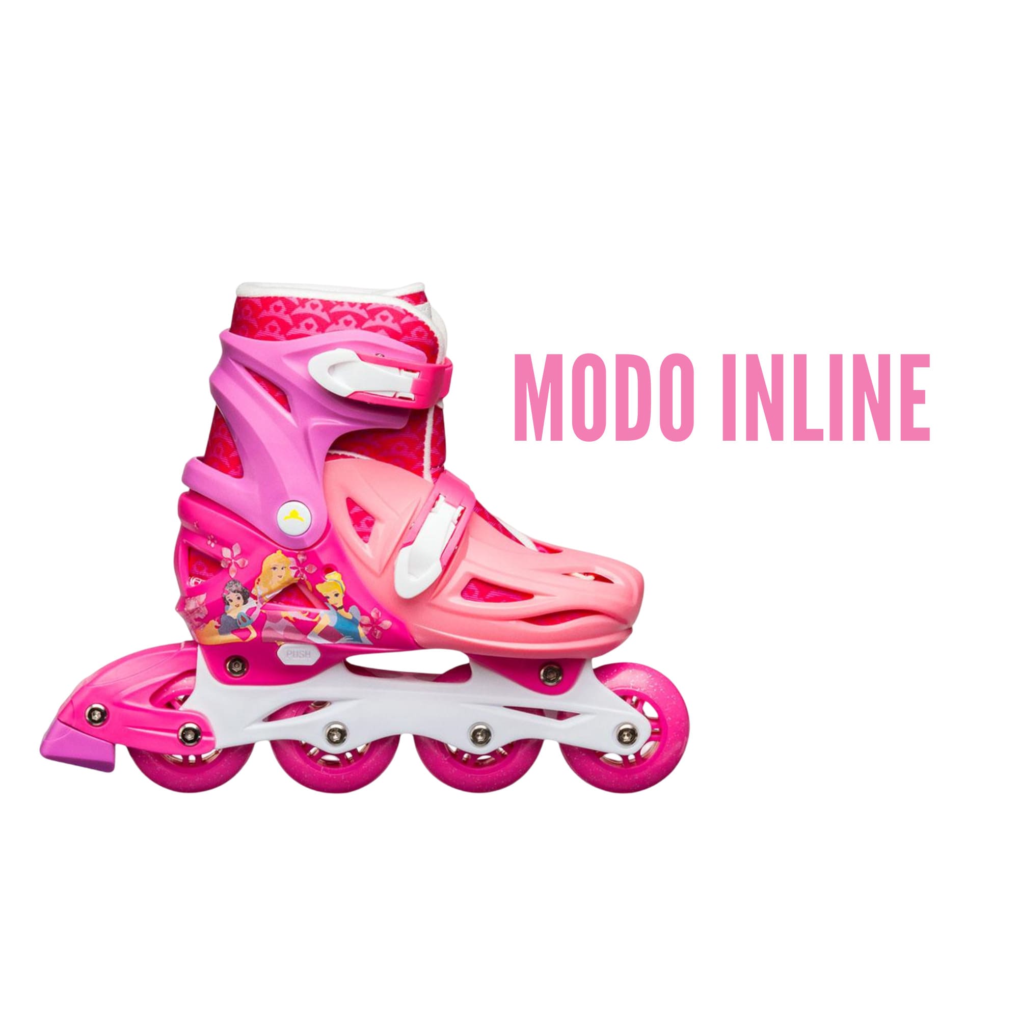 Patins Infantil Inline Ajustável Tamanho 35-38 Disney Princesas até 100 kg Multikids - BR1157