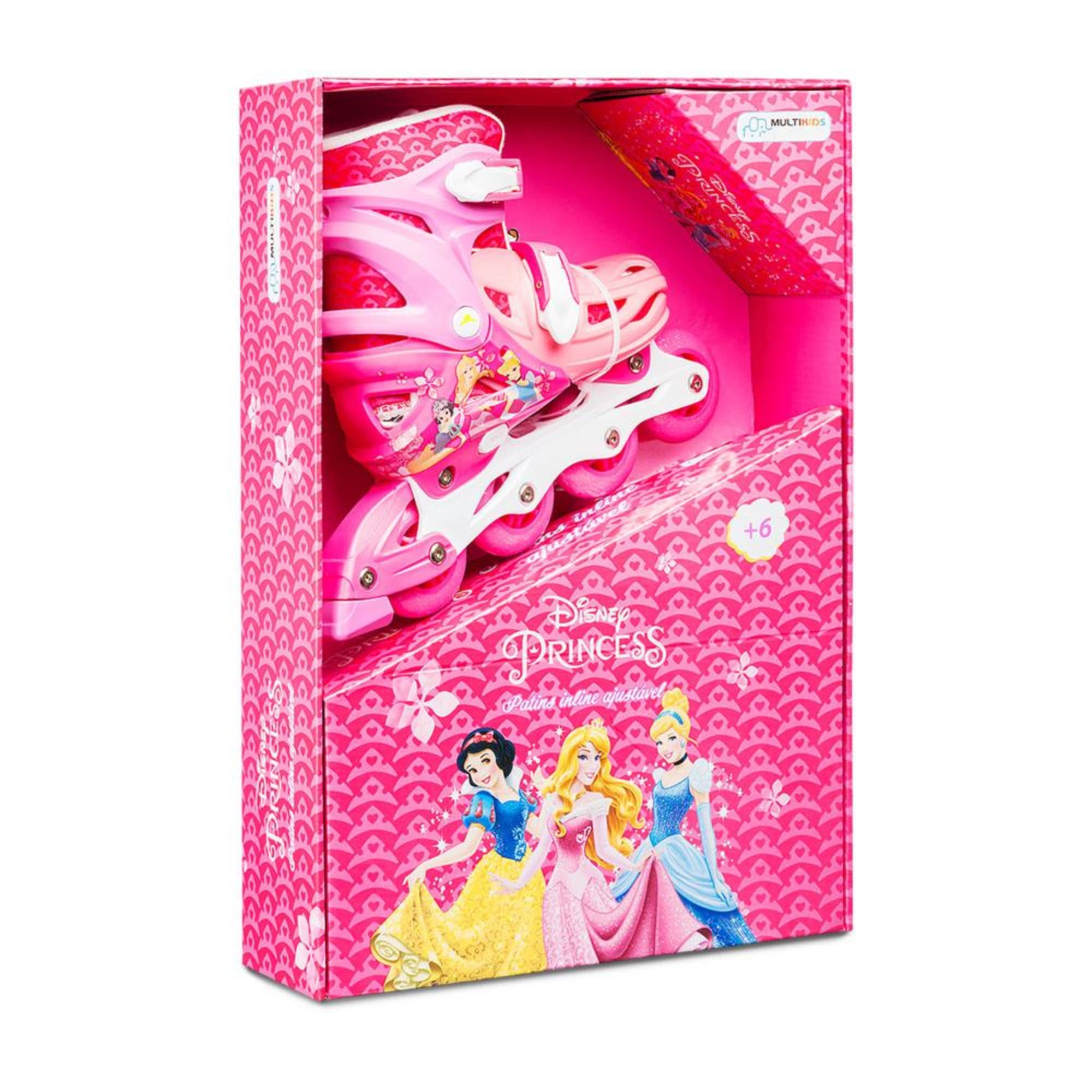 Patins Infantil Inline Ajustável Tamanho 35-38 Disney Princesas até 100 kg Multikids - BR1157