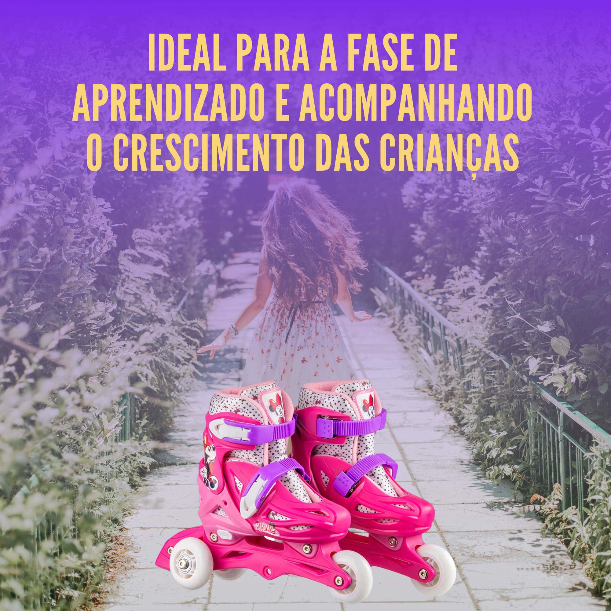 Patins Inline Ajustavel Minnie 2 em 1 Tamanho 31-34 Multikids - BR1160