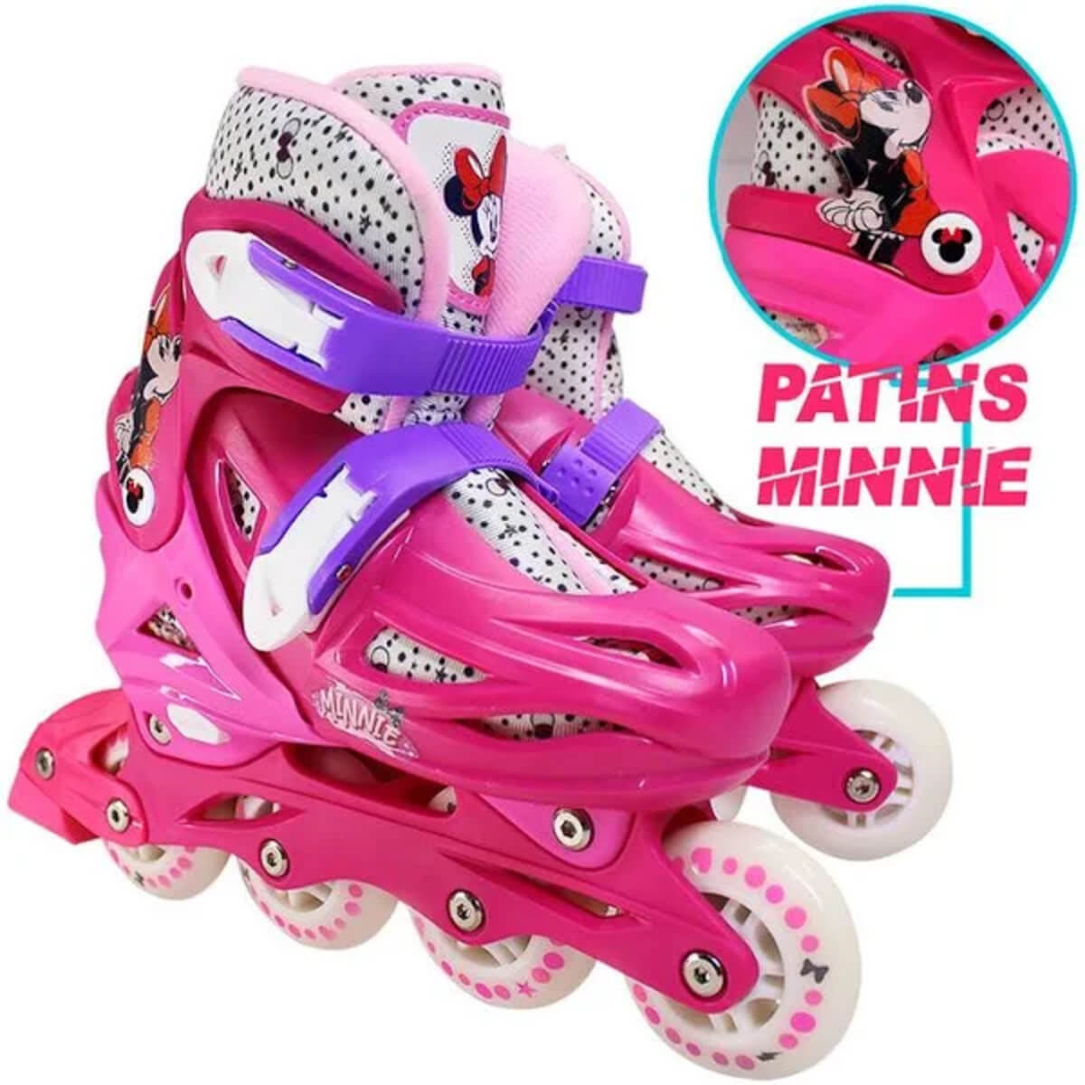 Patins Infantil Inline Ajustável Minnie Tamanho 35-38 Multikids - BR1161