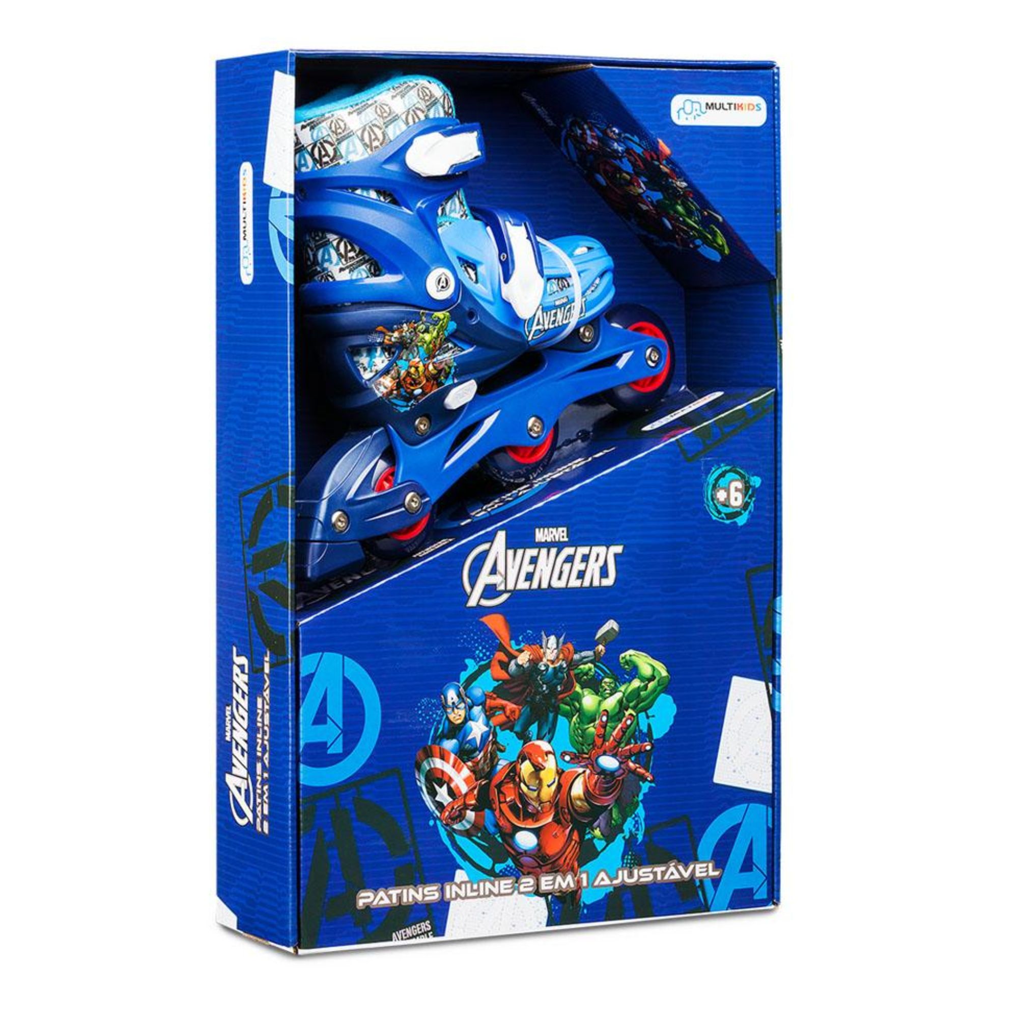Patins Infantil Inline ou Triline 2 Em 1 Tam 31-34 Vingadores Multikids - BR1164