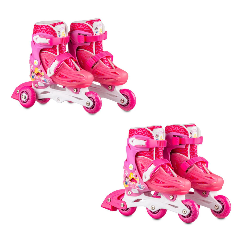 Patins Infantil Inline 2 Em1 Princesas Tam 31-34 Rosa Multikids - BR1156