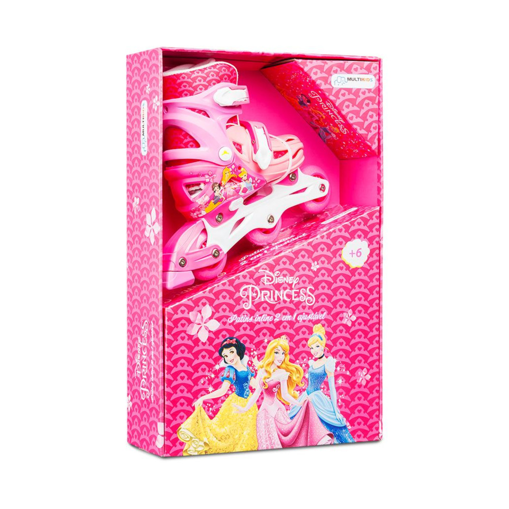 Patins Infantil Inline 2 Em1 Princesas Tam 31-34 Rosa Multikids - BR1156