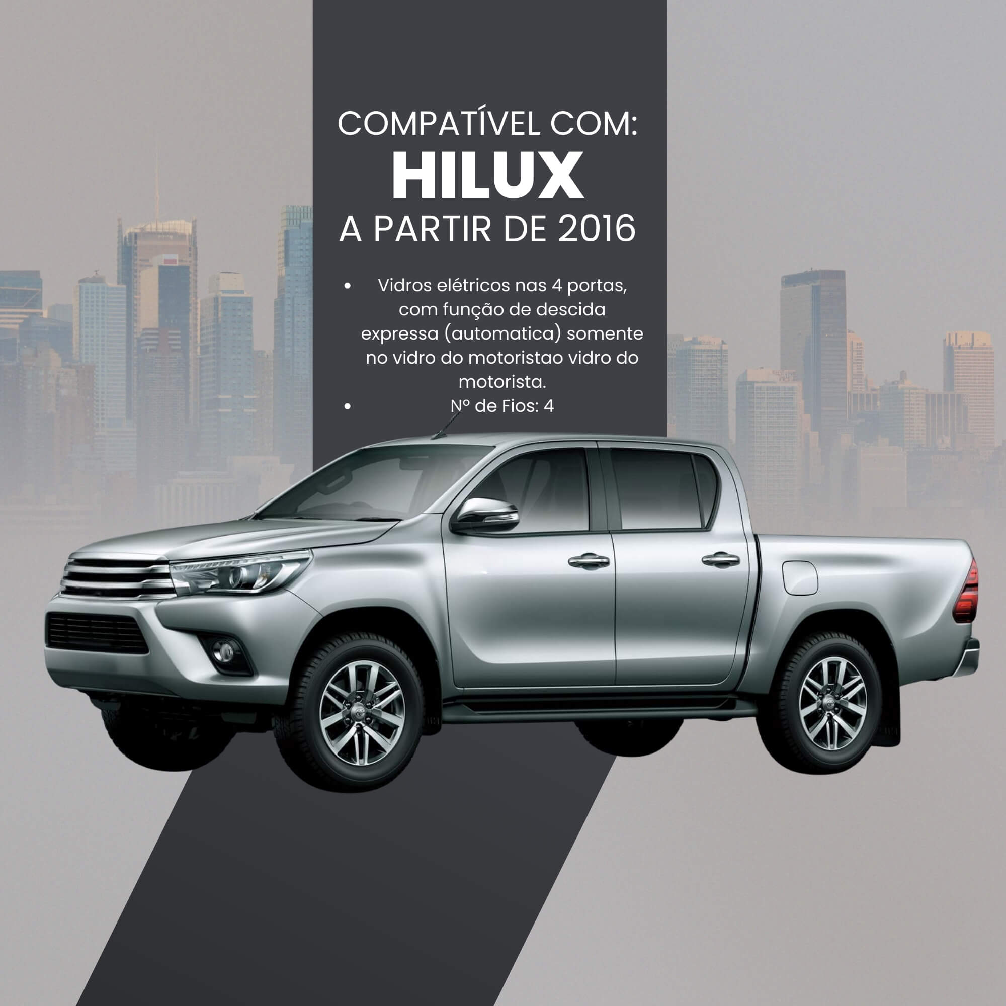 Módulo Automação de Vidros Elétricos Antiesmagamento compatível com Hilux Tury - PRO4.78BR