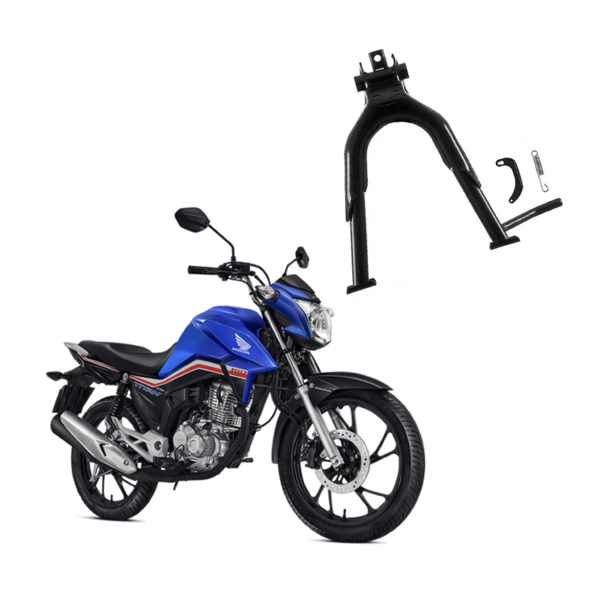 Cavalete Central Compatível com Titan 160 2019 c/ Suporte Pino e Mola Preto Pro Tork CA-131HPLT