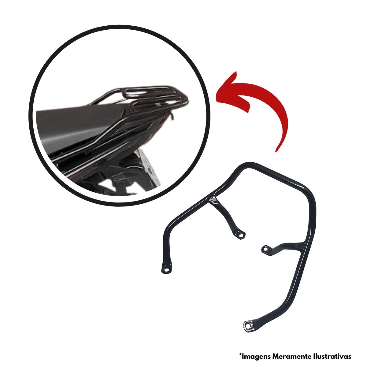 Alça Traseira Modelo Especial Comp. C/ Biz 125 Preto Ergonômico Aço Tubular Pro Tork AL-43HP