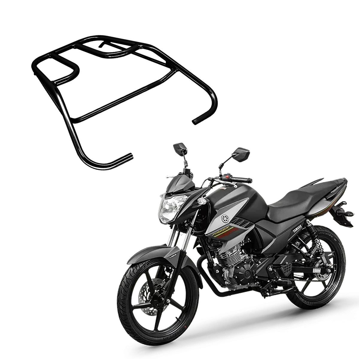 Bagageiro Mod. Sansão Compatível c/ Fazer 150 Aço Maciço Preto Pro Tork BA-116YP