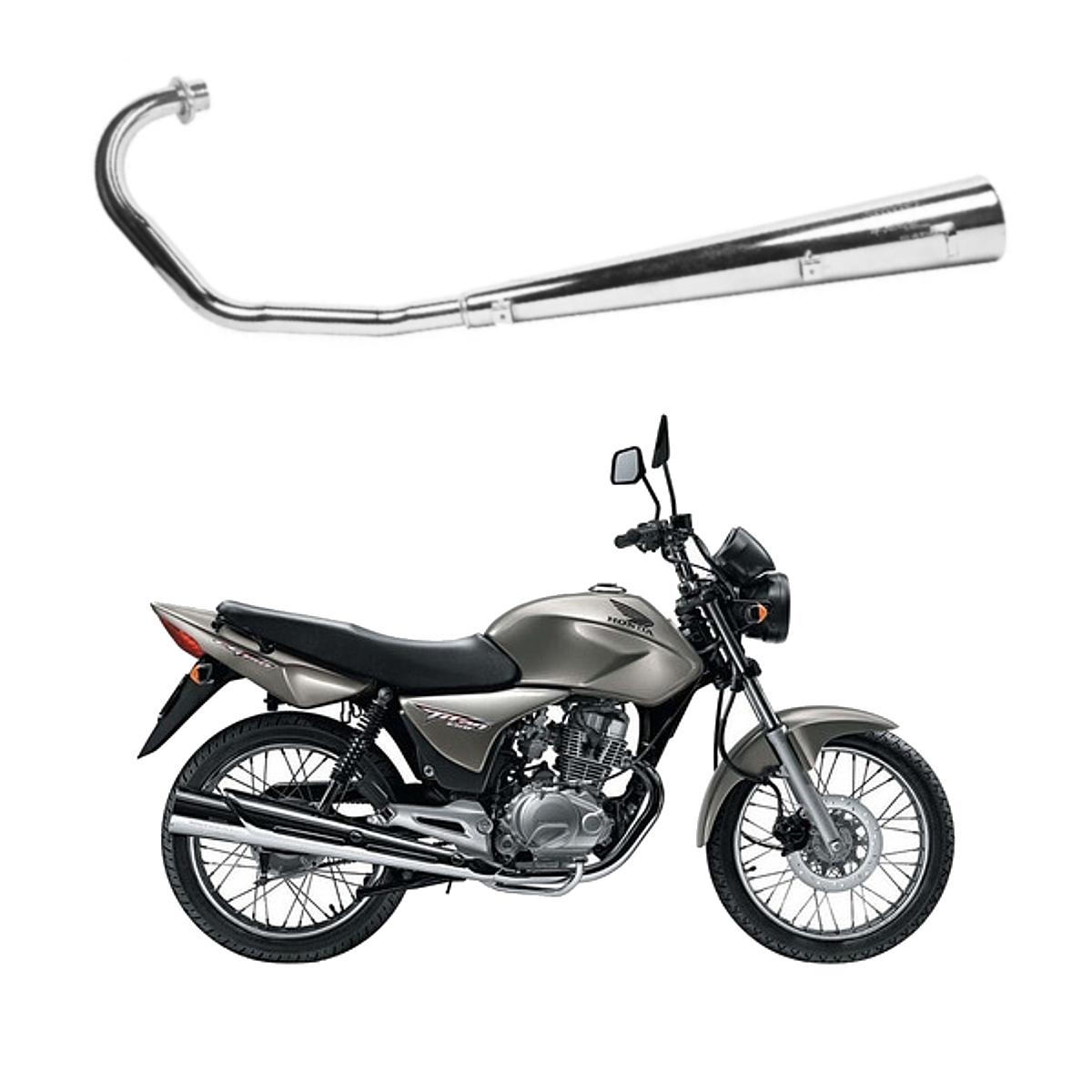Escapamento Modelo Original Sport Compatível com Titan 150 2005 Até 2008 KS/ES Cromado Pro Tork ES-740HC