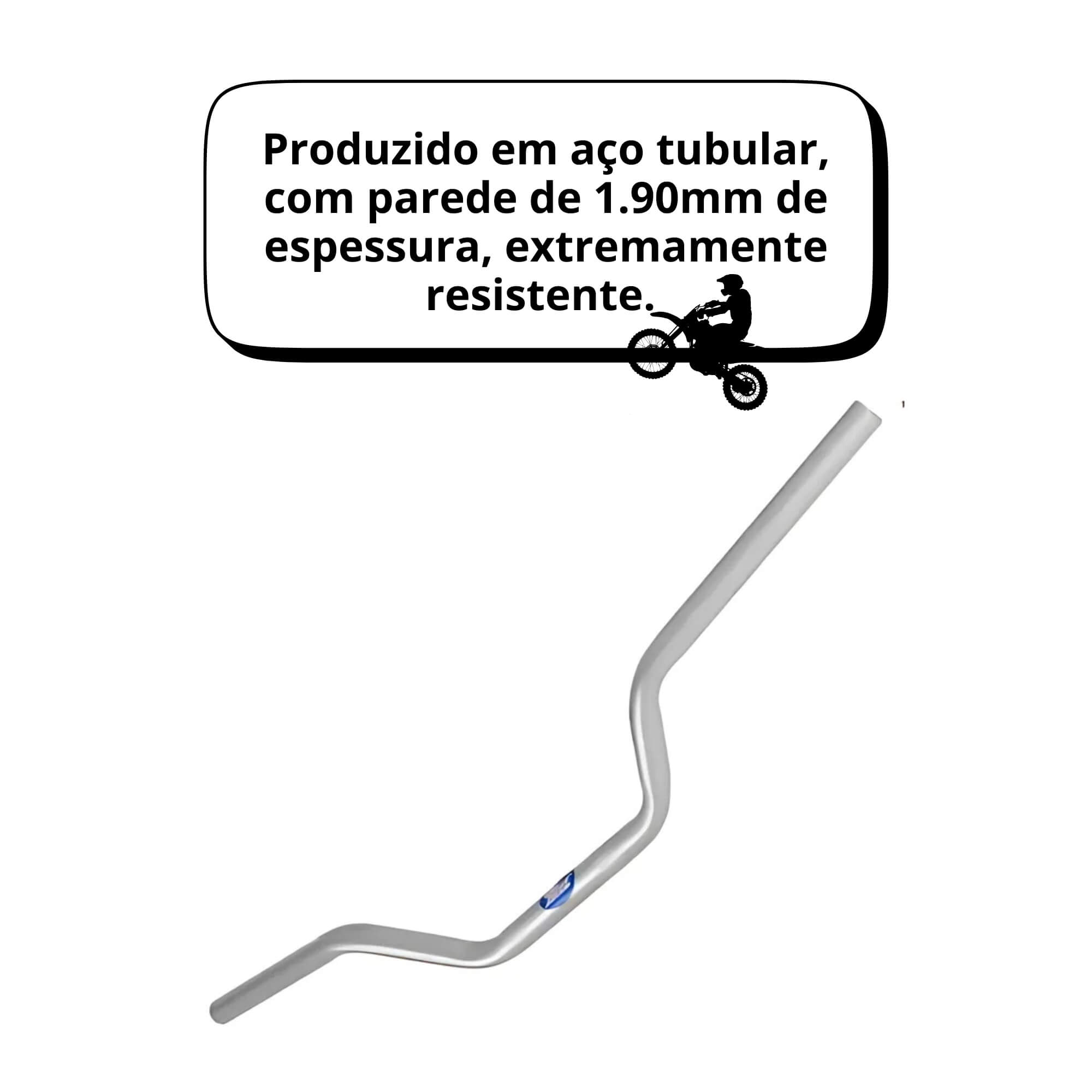 Guidão Modelo Original 1,9mm compatível com NXR 160/BROS 2015 cor Prata Pro Tork - GU-135HPTA