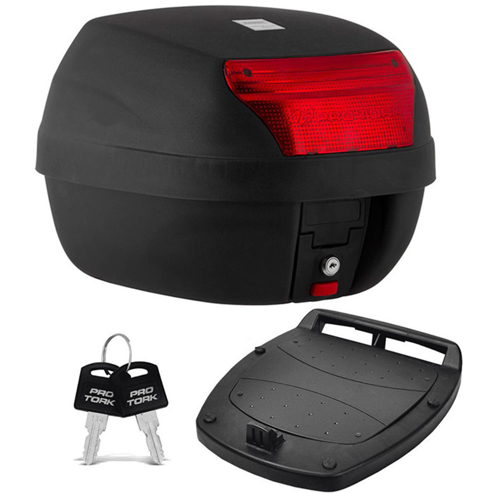 COMP Kit Bauleto 28 Litros Smart Box Vermelho BP-03 + Bagageiro Preto Biz 100 1998 até 2005