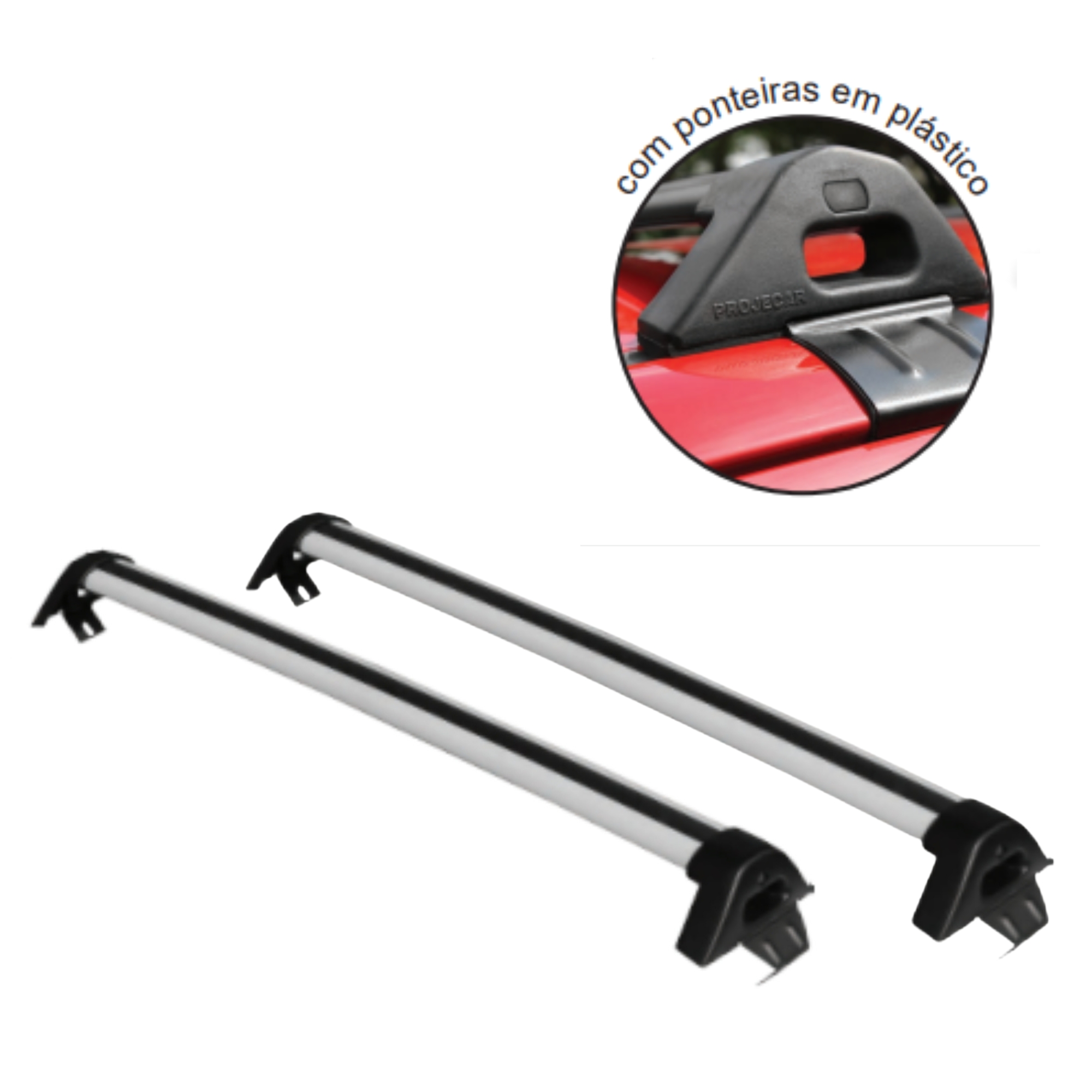 Rack HB20 2020 Hatch em diante Prata, Suporta até 45kg, Ponteiras em Nylon, Sem furos, alumínio Projecar - HY-1038