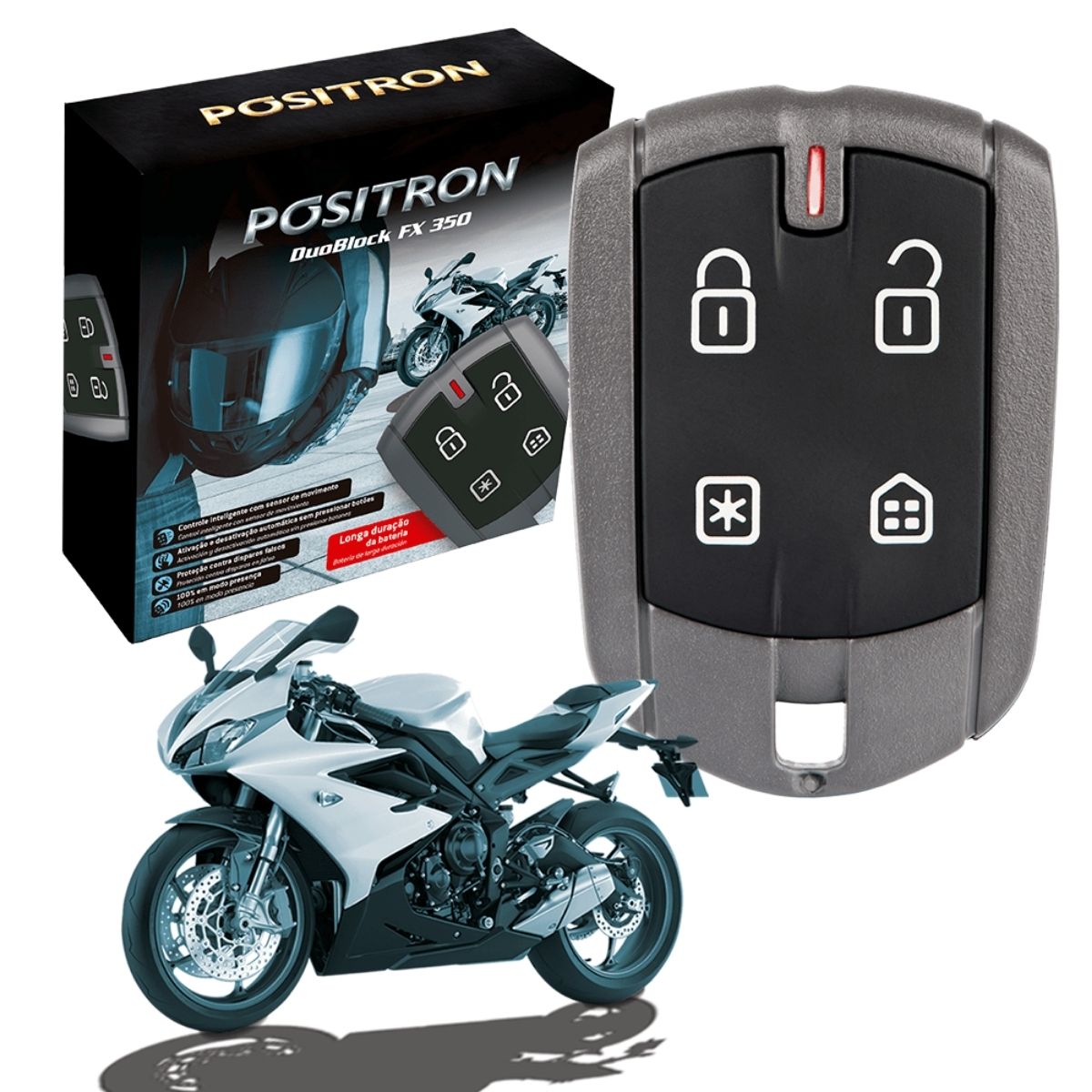 Alarme Moto Positron Dedicado Duoblock FX 350 Honda BIZ 18/20 G8 Sensor de Movimento 2 Controles