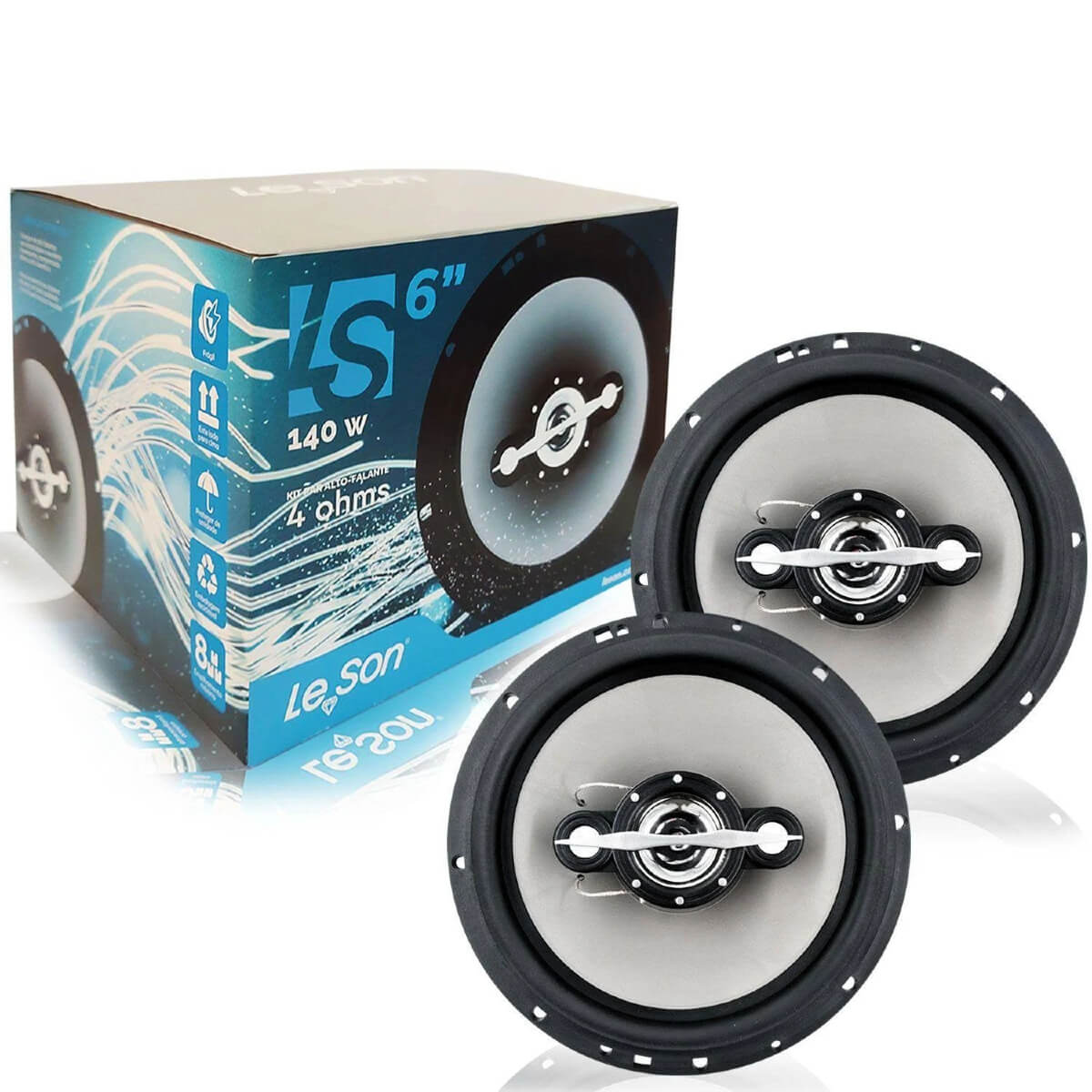 Par de Alto Falantes 6 polegadas Quadriaxial 70W RMS Cada e 140 Watts Par Leson LS6 - 2LS070060