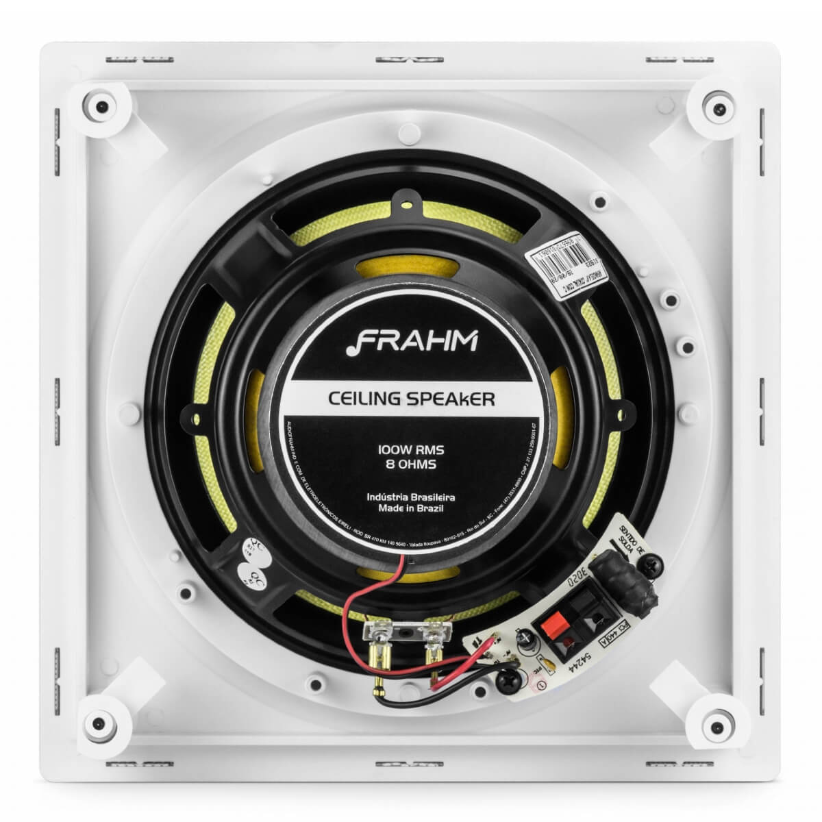 Caixa de Som Ambiente de Embutir 8'' Arandela Coaxial Quadrada 100W 8 Ohms Telar Frahm - 31923