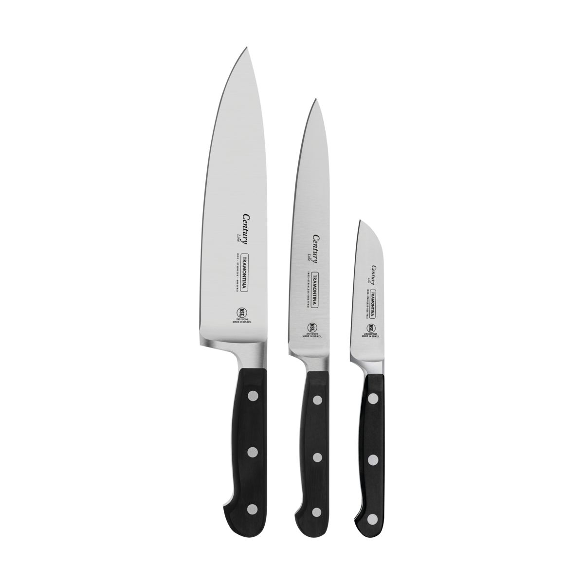 Jogo Facas Chef Tramontina Century Lâmina em Aço Inox e Fibra de Vidro 3 Peças - 24099037