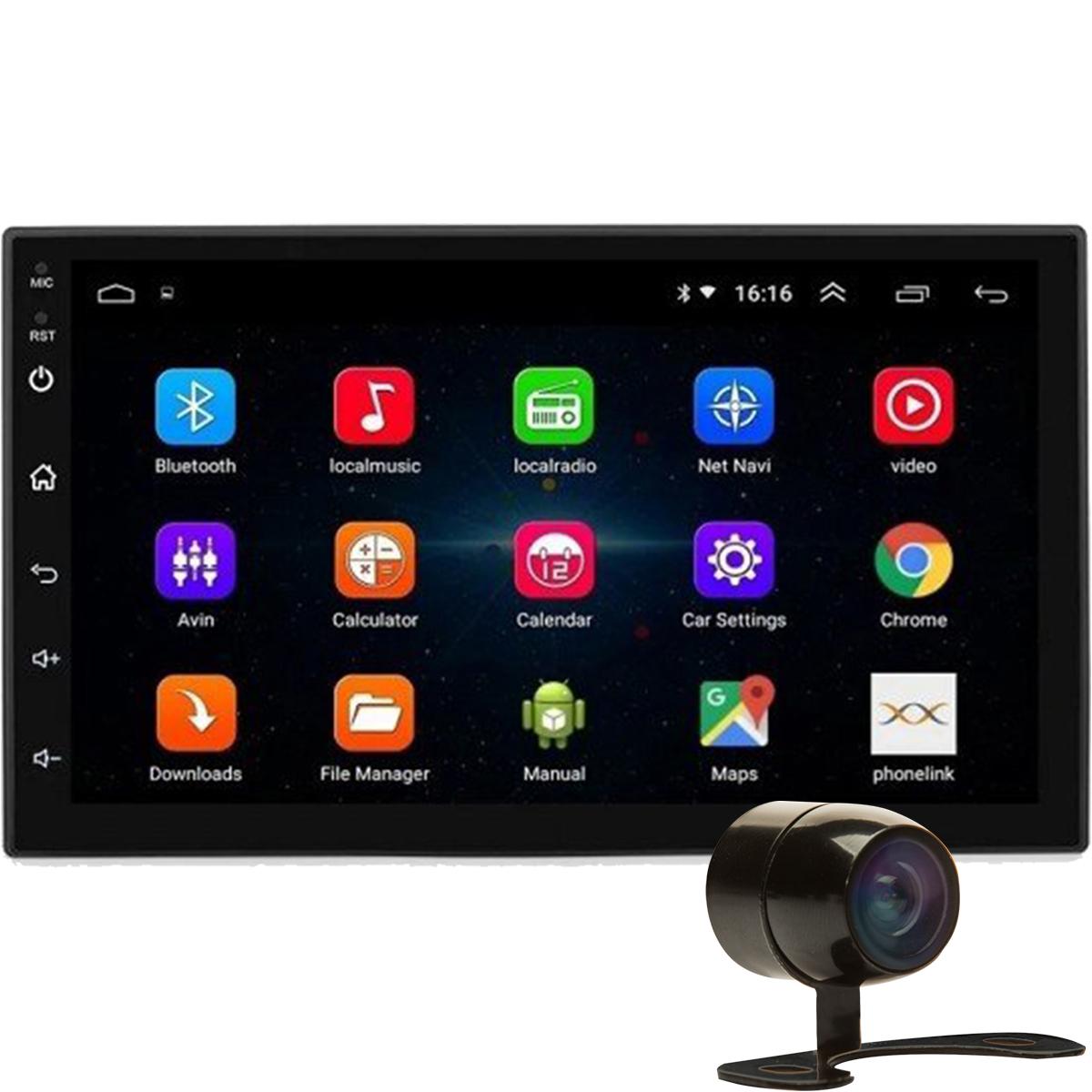 COMP Central Multimídia Universal MP5 Android 9.1 7" Wifi USB Bluetooth Espelhamento GPS JR8 XD020A + Câmera de ré