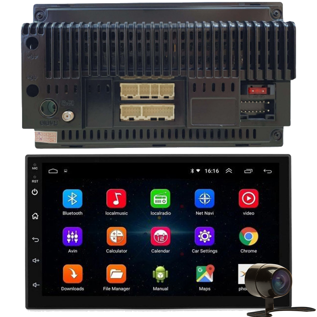 COMP Central Multimídia Universal MP5 Android 9.1 7" Wifi USB Bluetooth Espelhamento GPS JR8 XD020A + Câmera de ré
