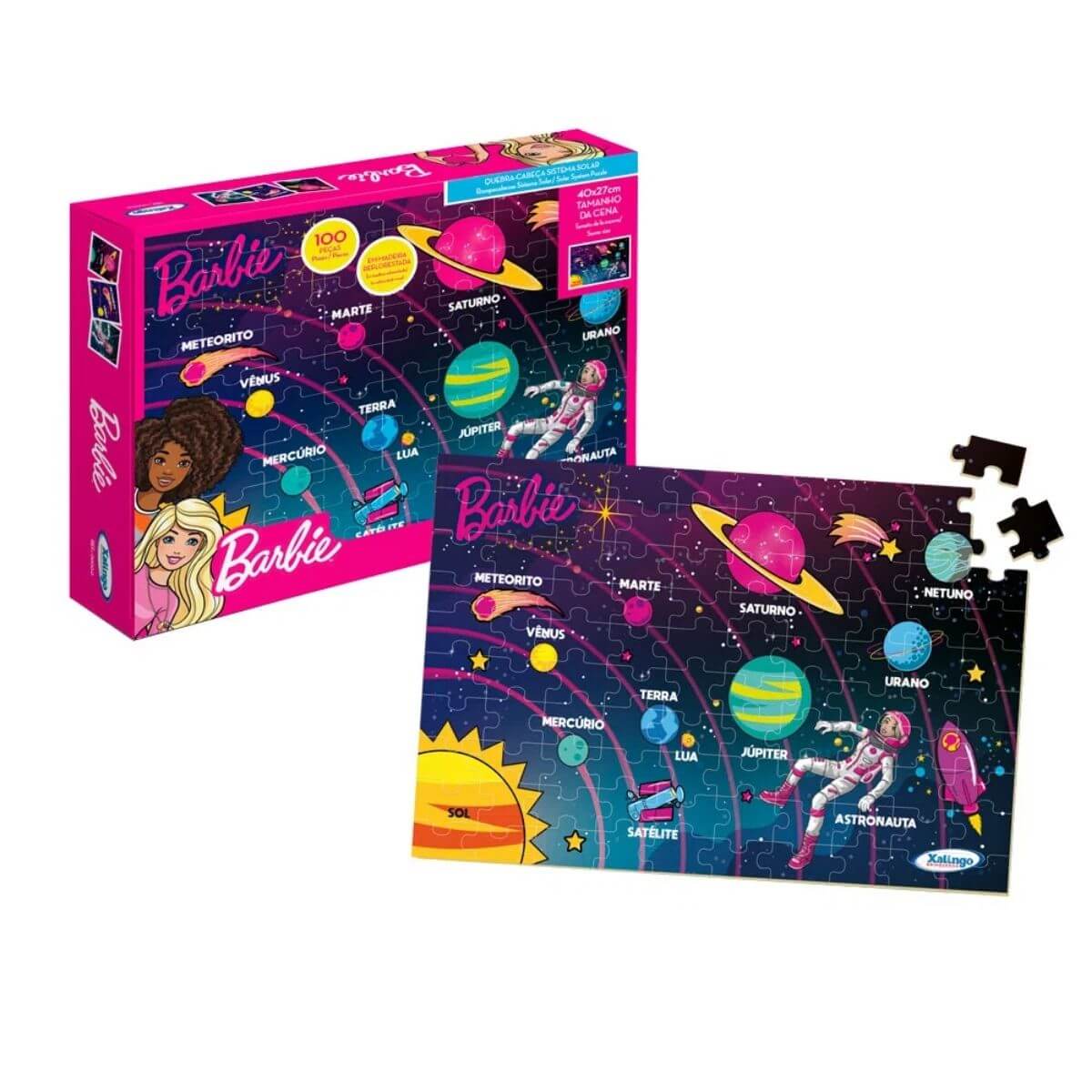 Quebra-Cabeça Sistema Solar Barbie 100 Peças Xalingo - 2318.7