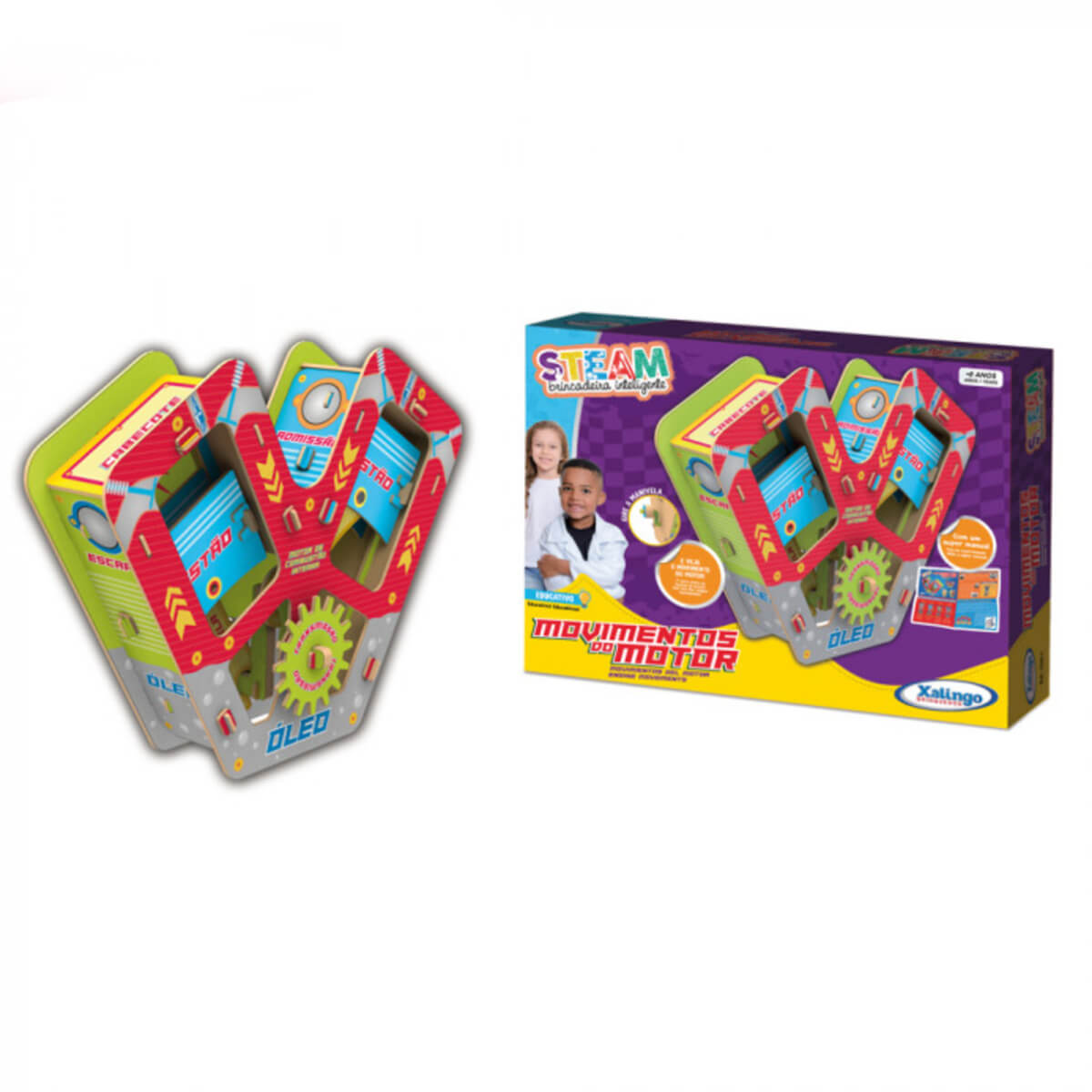 Brinquedo Educativo Steam Movimento do Motor 76 Peças Xalingo - 2324.3
