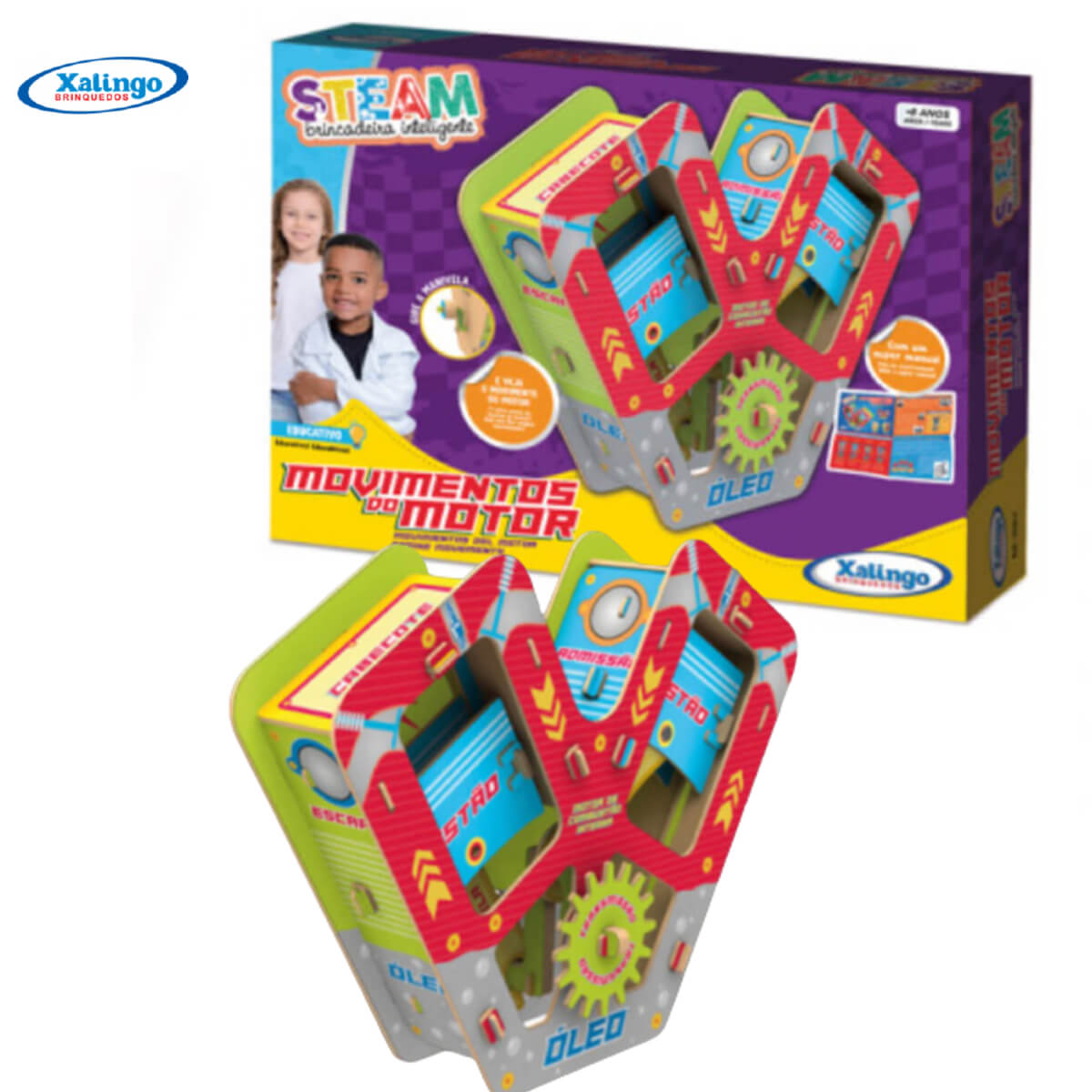 Brinquedo Educativo Steam Movimento do Motor 76 Peças Xalingo - 2324.3
