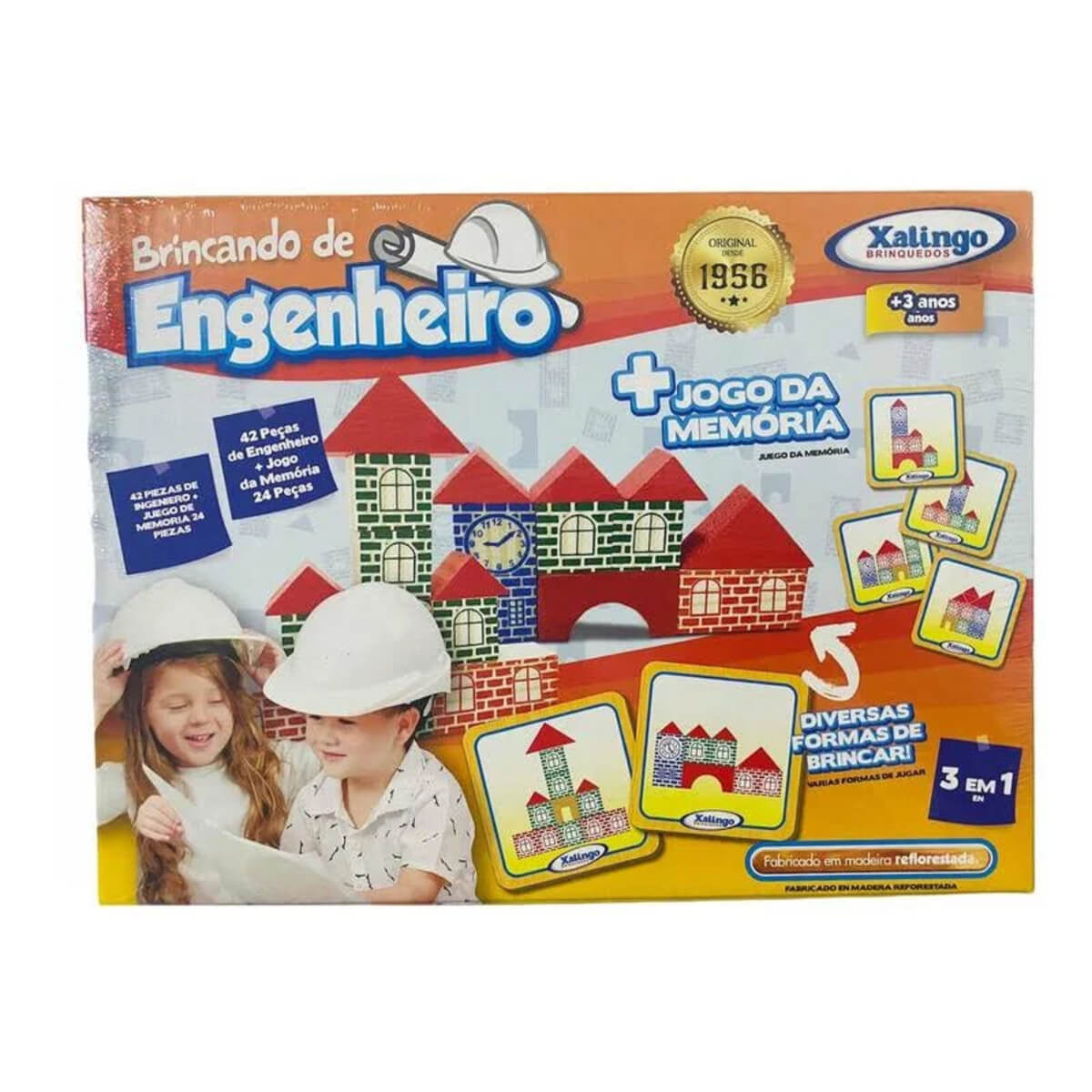 Brincando de Engenheiro com Jogo da Memória 66 Peças Xalingo - 5309.8