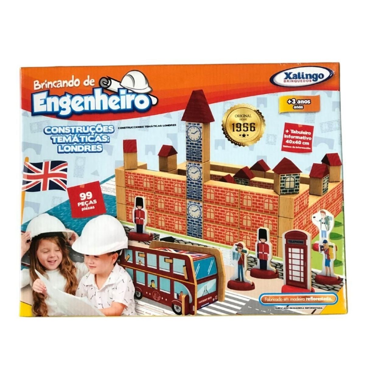 Brinquedo de Montar Brincando de Engenheiro Cidade Londres 99 Peças Madeira Xalingo - 5333.2