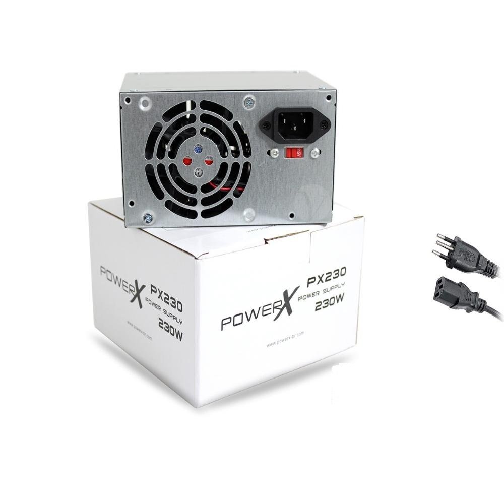Fonte ATX 230W real 24P/2Sata C/ Cb Força Bivolt com Chave Seletora - PowerX