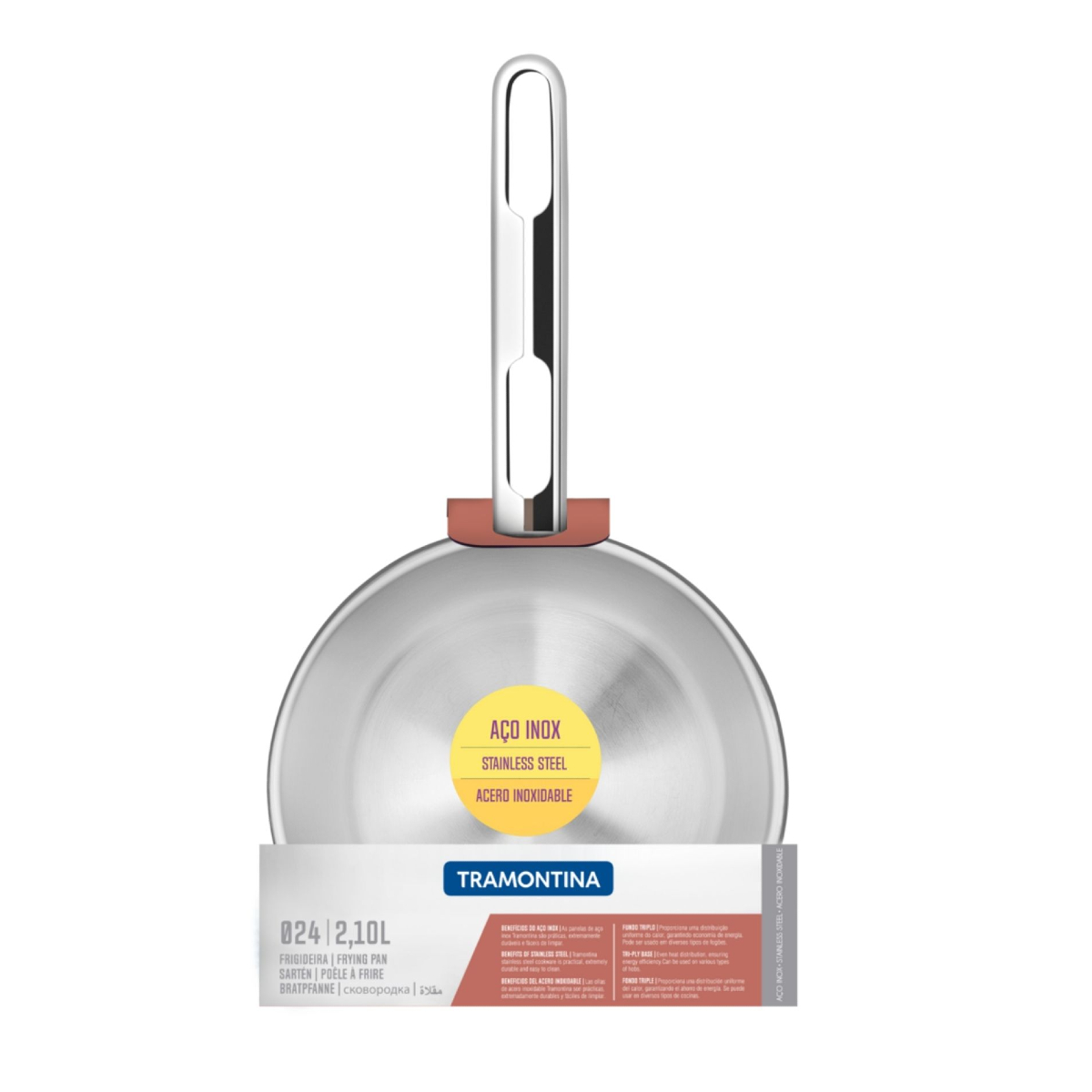 Frigideira Allegra em Aço Inox com Fundo Triplo 24cm 2,1L Tramontina - 62666/240