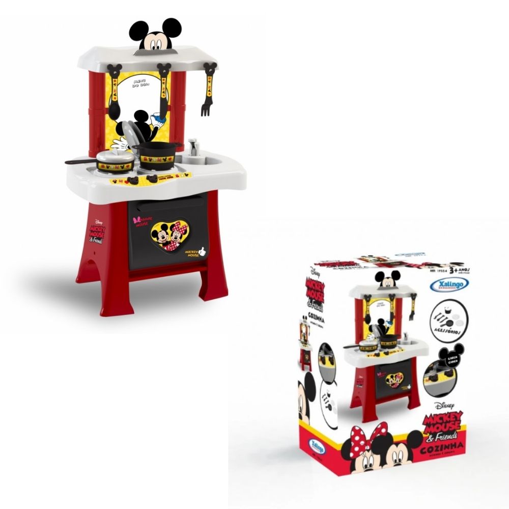 Brinquedo Cozinha Infantil Com Fogão Mickey Disney e Vários Acessórios Xalingo - 1935.4