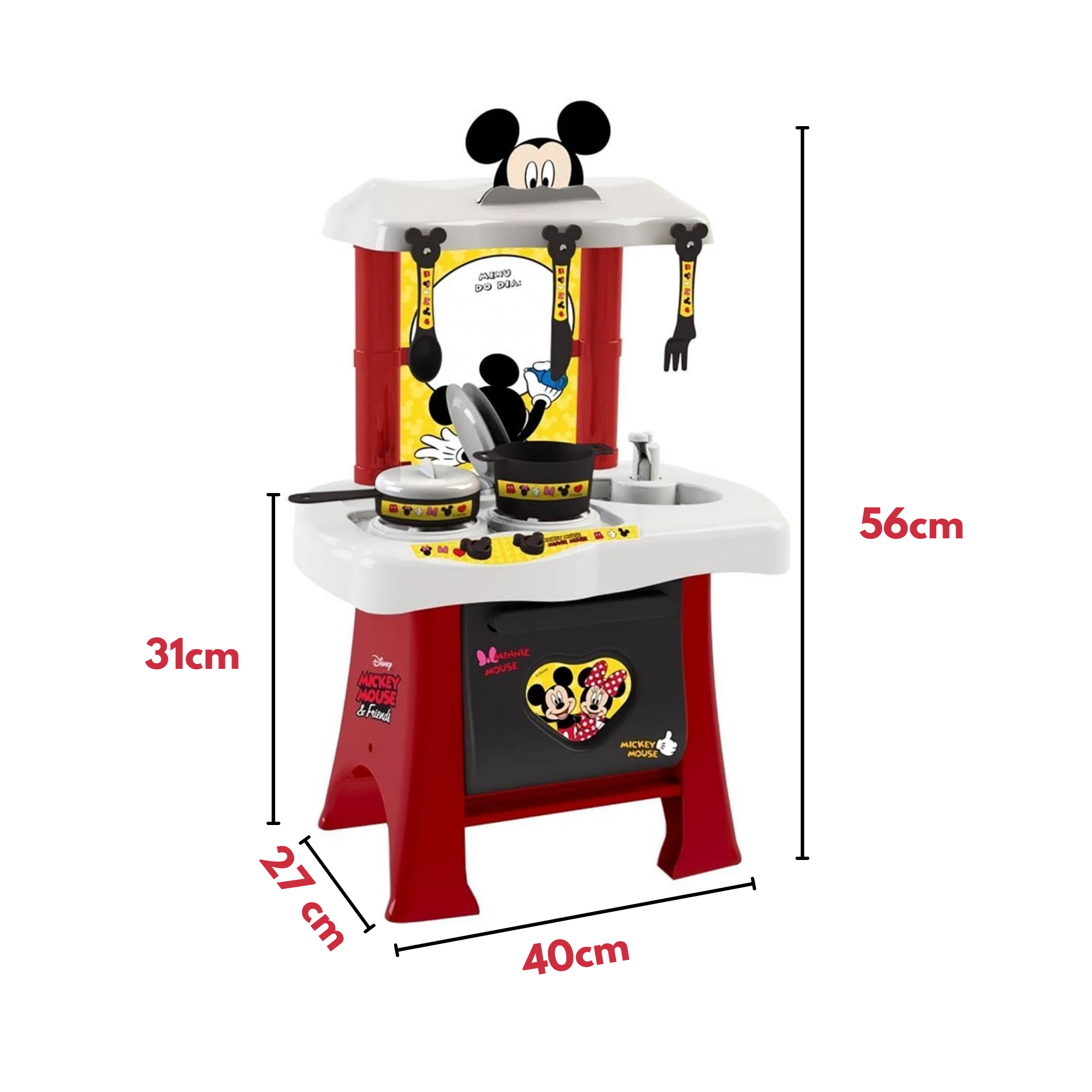Brinquedo Cozinha Infantil Com Fogão Mickey Disney e Vários Acessórios Xalingo - 1935.4