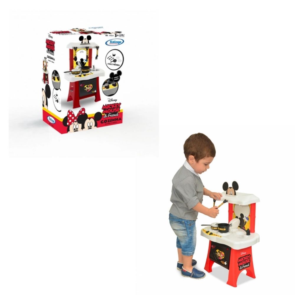 Brinquedo Cozinha Infantil Com Fogão Mickey Disney e Vários Acessórios Xalingo - 1935.4