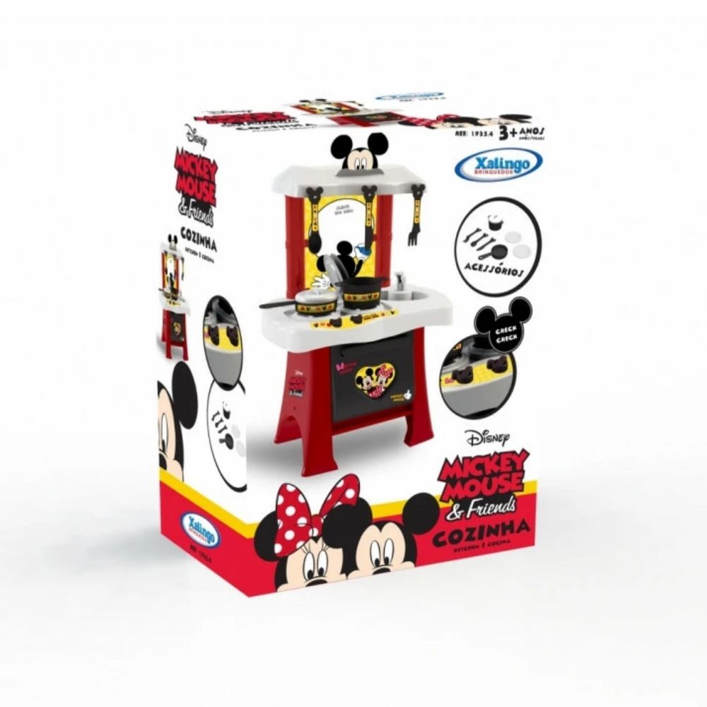 Brinquedo Cozinha Infantil Com Fogão Mickey Disney e Vários Acessórios Xalingo - 1935.4