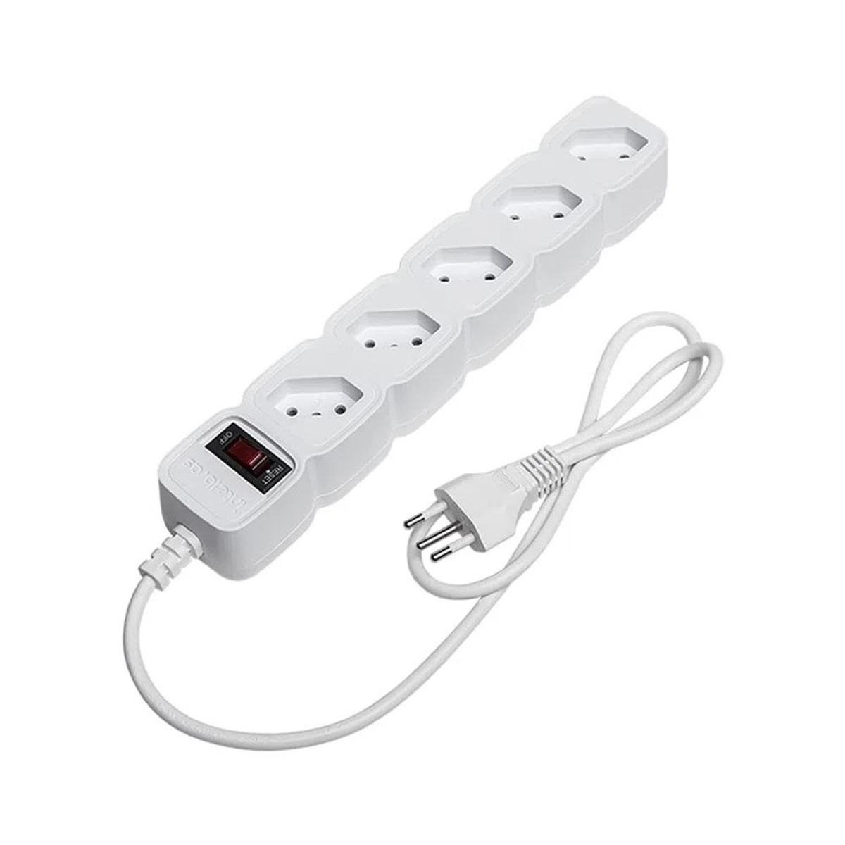 Extensão / Protetor Eletronico 5 Tomadas c/ Varistor Cabo 1M Bivolt Branco Intelbras - EPE 205+