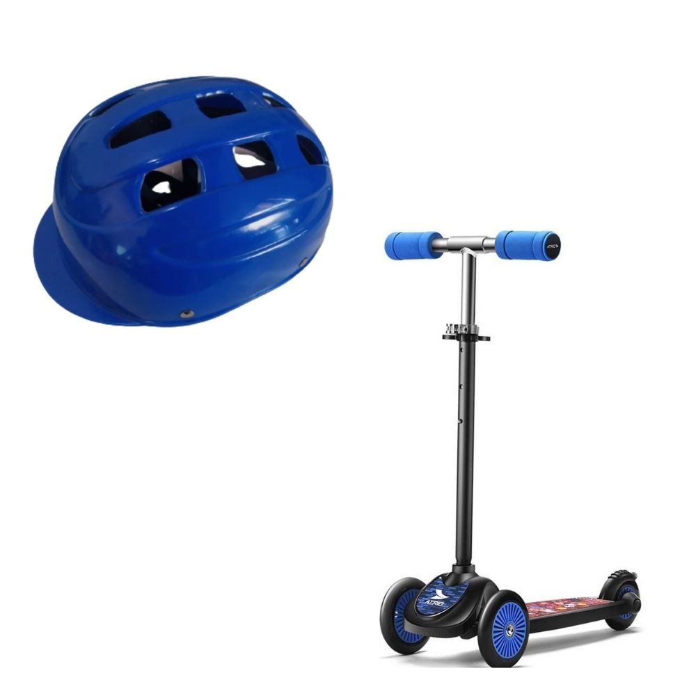 COMP Kit Patinete Infantil 3 Rodas Monster Atrio - ES273 + Kit Proteção Infantil 3X1 Azul Unisex Xalingo - 0549.8