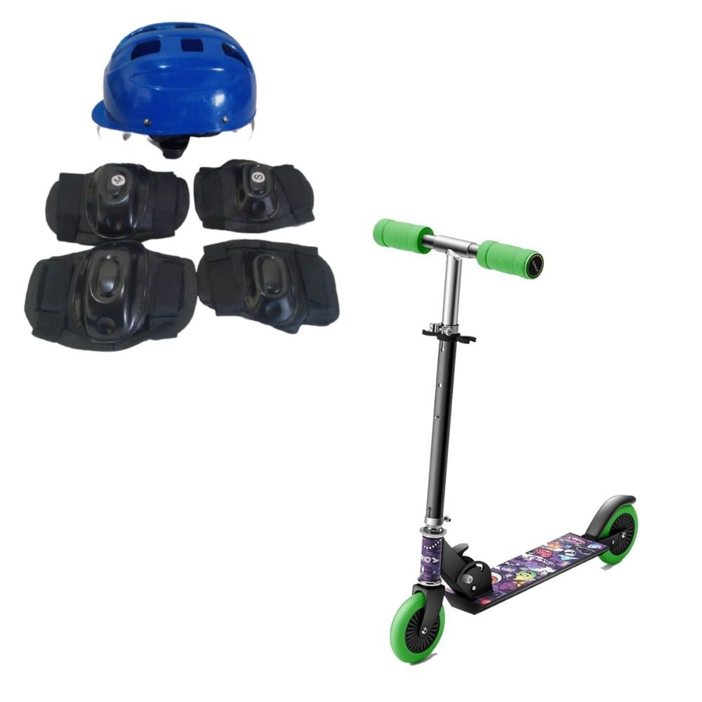 Patinete Infantil Atrio Masculino 2 rodas Monster-  ES271 Multilaser + Kit Proteção Infantil 3X1 Azul Unisex Xalingo
