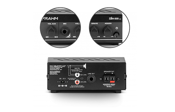 COMP Kit Sonorização Comercial até 100 m² com 6 Caixas Arandelas 25W Receiver Slim 1000 LA G2