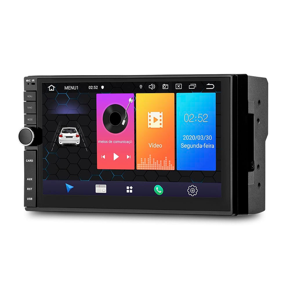 COMP Kit Multimídia Nissan March e Versa 2014 a 2021 Evolve 7 pol Android 9.0 GP349 Multilaser + Moldura + Interface