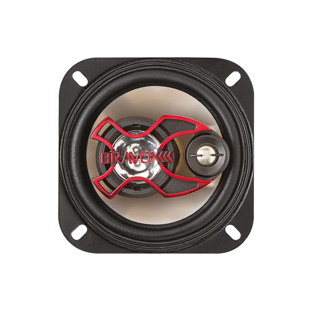 Kit Par Alto Falante Automotivo Bravox B3X40X 4 pol 80W RMS + Par de Alto Falantes Bravox Triaxial 6 pol B3X60X 100WRMS