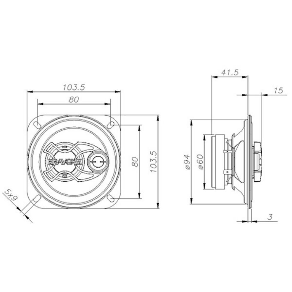 Kit Par Alto Falante Automotivo Bravox B3X40X 4 pol 80W RMS + Par de Alto Falantes Bravox Triaxial 6 pol B3X60X 100WRMS