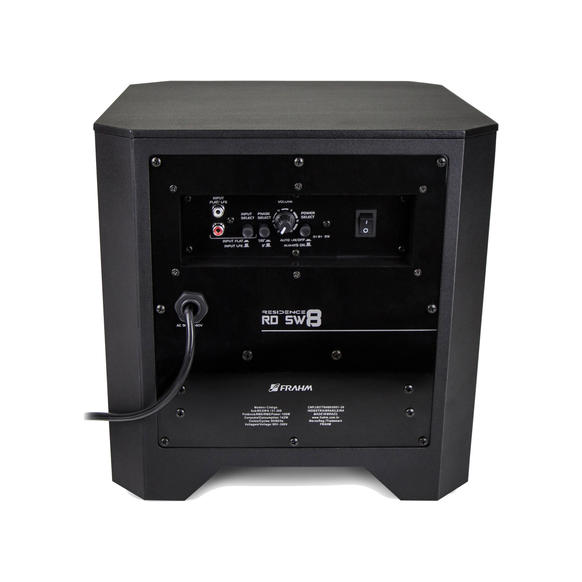 Subwoofer Ativo RD SW8 100W RMS Bass Reflex Classe AB Bivolt Automático Preto Frahm - 31308
