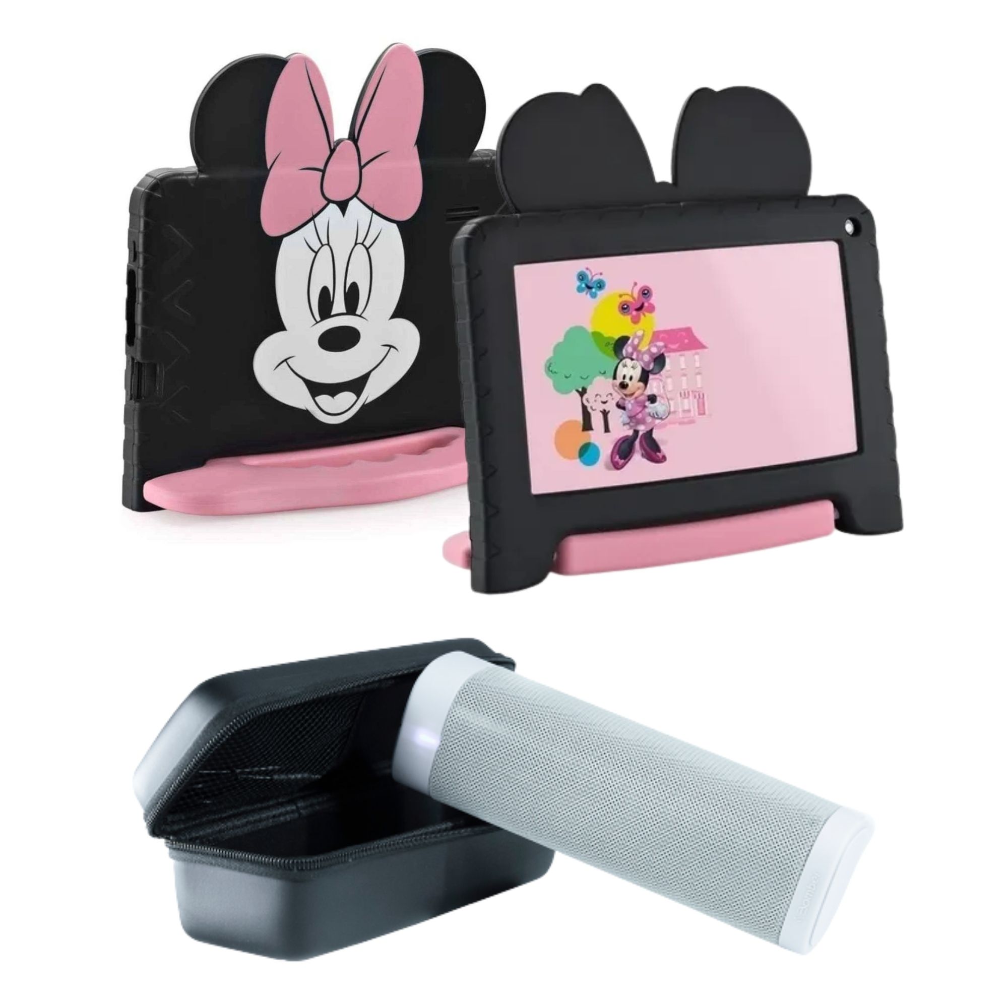 COMP Tablet Minnie 16GB 7" Android 8.1 Câmera 1.3MP Rosa Multilaser + Caixa de Som BT Portátil Mybomber Smart Bomber