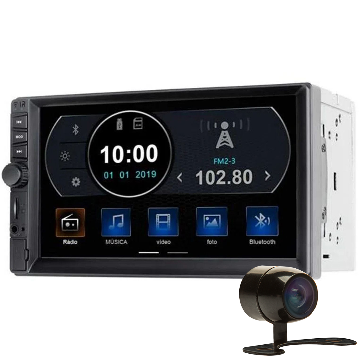 COMP Kit Central Multimídia Evolve TV MP5 TV Digital 7" 4X45W BT/USB/AUX/Mirror Link Android e IOS GP345 + Câmera de ré