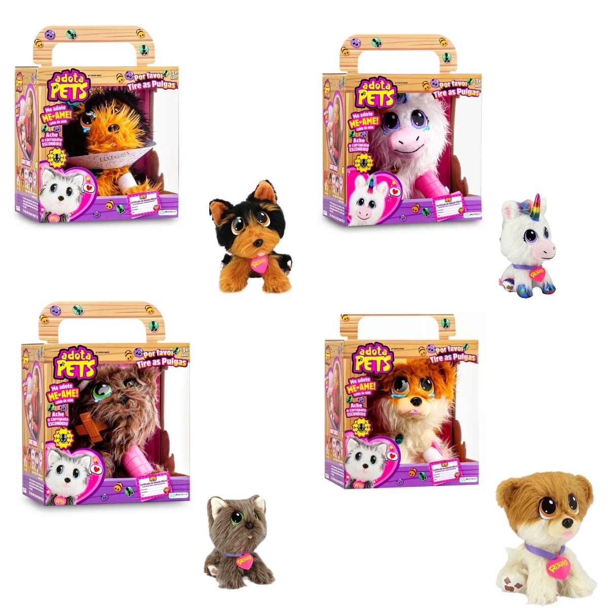 COMP Kit Adota Pets Coockie + Scott + Dreamy + Lulu Com Acessórios Multikids