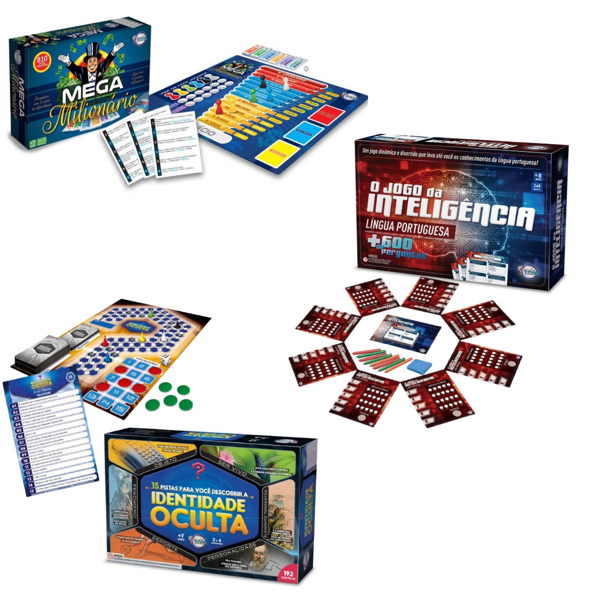 COMP Kit Jogos de Tabuleiro Com Perguntas e Respostas Tóia