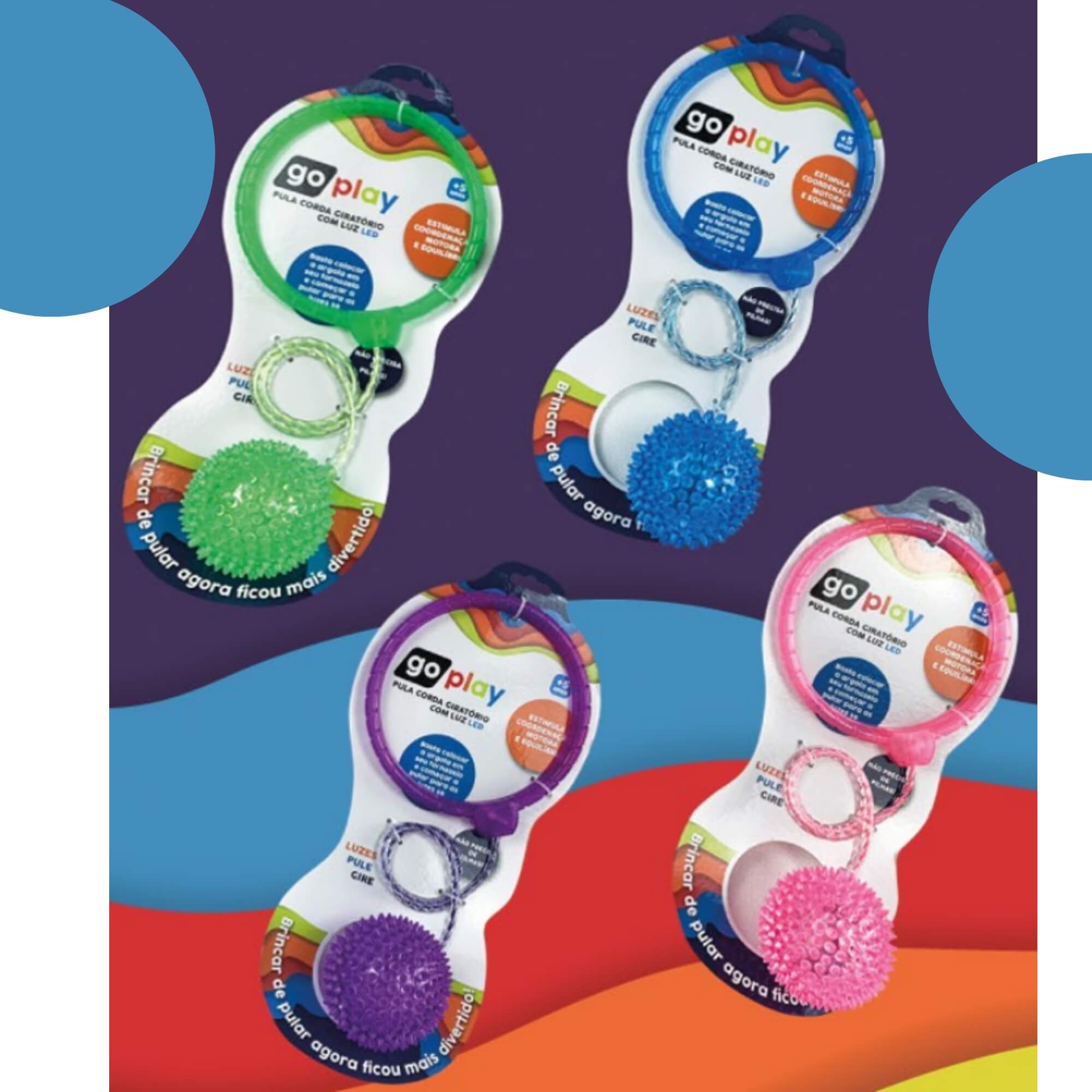 Pula Corda Giratório com Luz de Led Go Play Spin Ball Cor Sortida Multikids - BR1207