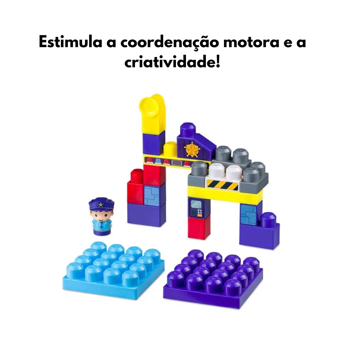 Blocos de Encaixe Polícia Cubic Jr 20 Peças Multikids - BR1390