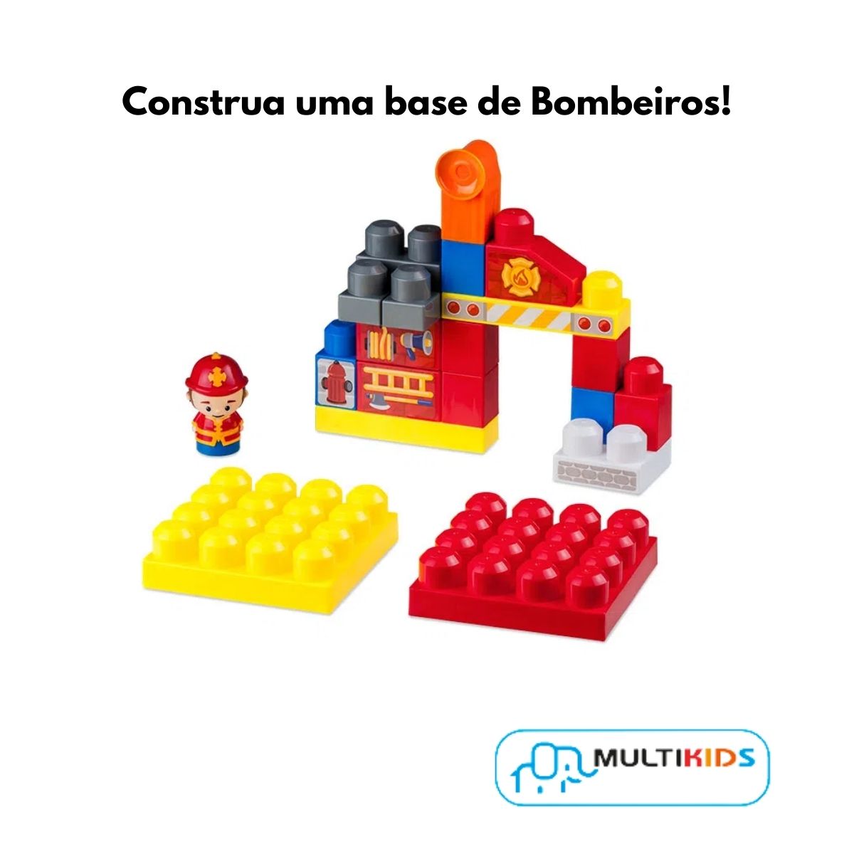 Brinquedo Bloco de Encaixe Bombeiros Cubic Jr 20 peças  Multikids - BR1391