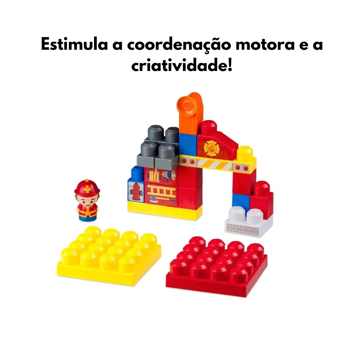 Brinquedo Bloco de Encaixe Bombeiros Cubic Jr 20 peças  Multikids - BR1391