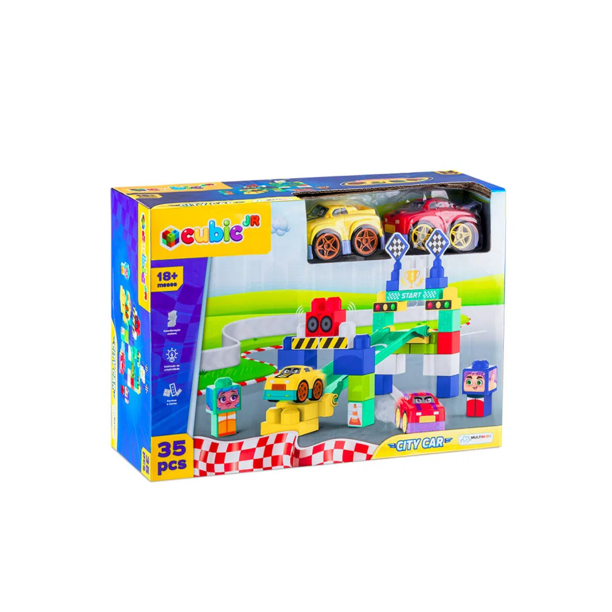 Brinquedo de Montar Cubic Jr Blocos City Car 35pcs Multikids - BR1396