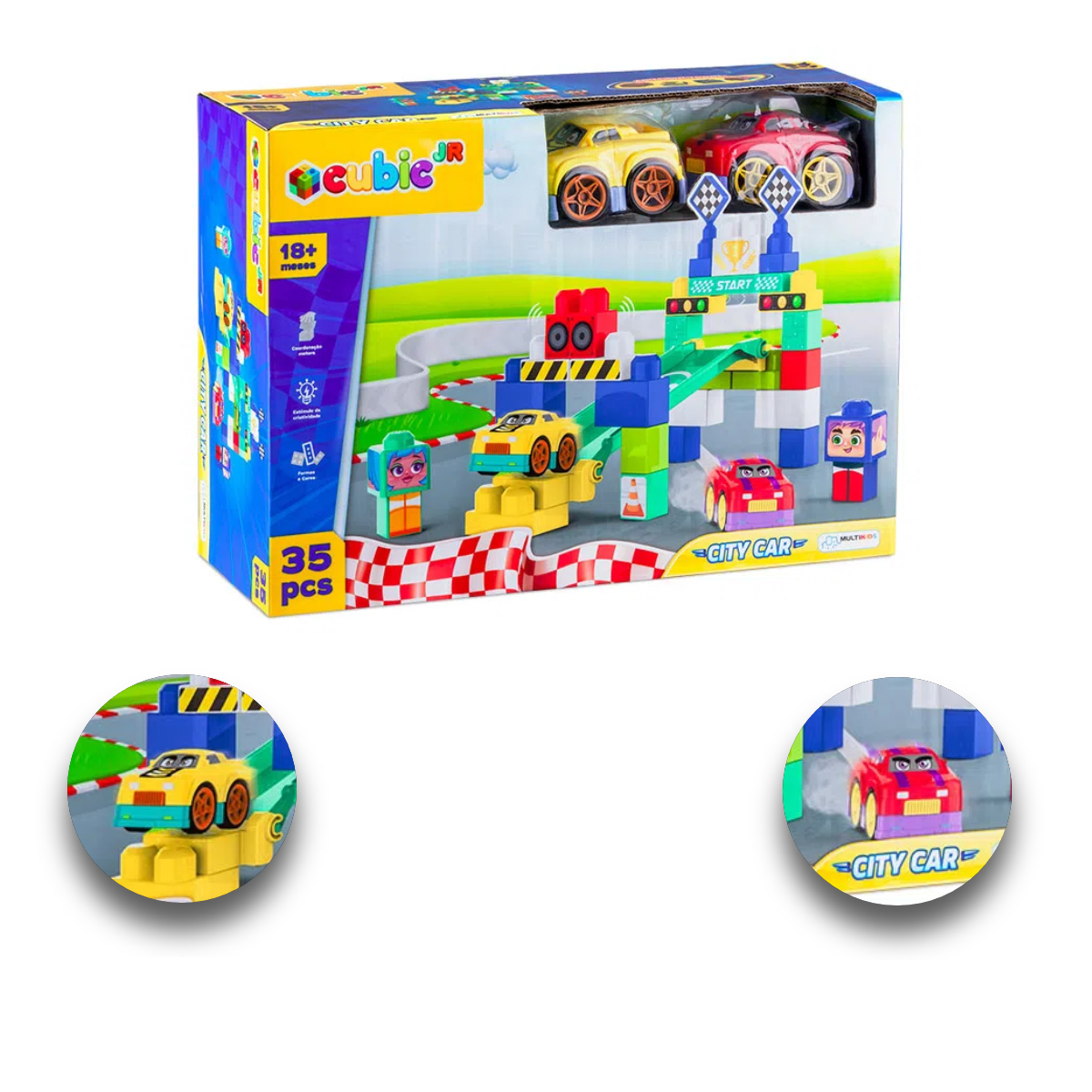 Brinquedo de Montar Cubic Jr Blocos City Car 35pcs Multikids - BR1396